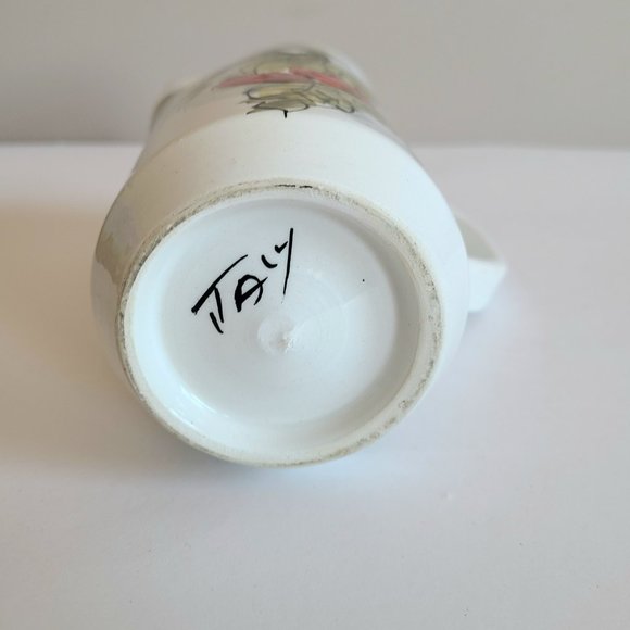 Hand made hand painted Italy pitcher with cherries design. - Picture 5 of 10